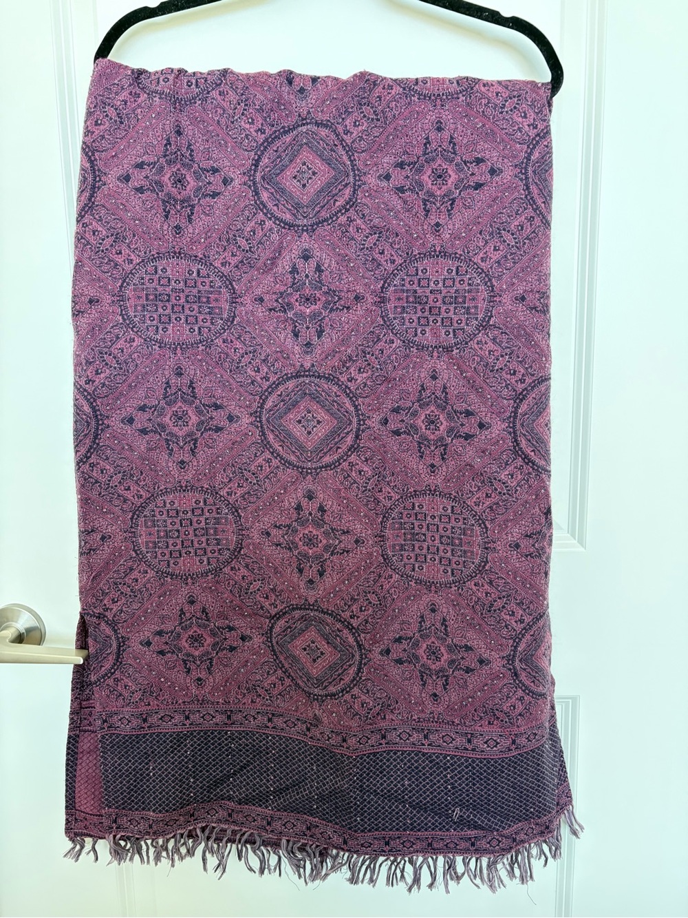 Vintage Boho Patterned Fringe Skirt - Purple